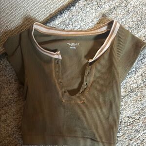 Urban Outfitters Women's Olive Green Ribbed Top